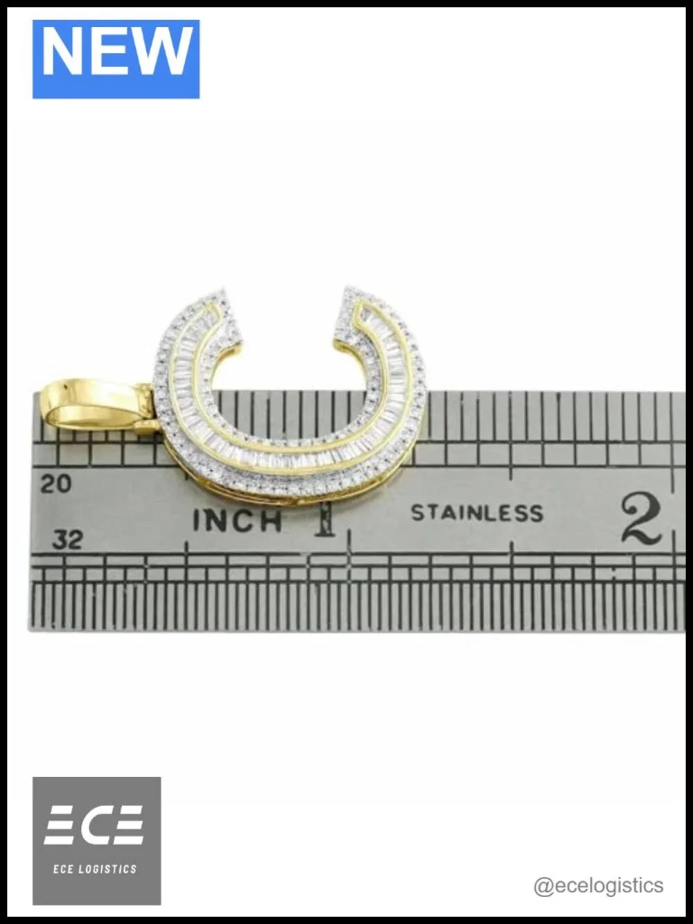 1.50ct Baguette Simulated Diamond Letter C Mini Pendant Initial Charm 14K Gold